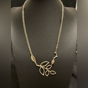Coldwater Creek antique brass leaf Pendant Necklace